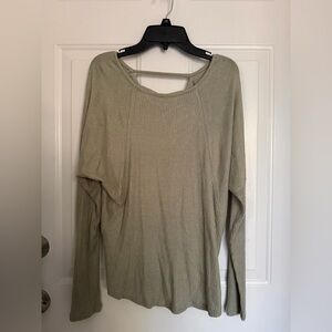 Hippie Rose Light Olive Green Ribbed Long Sleeve Top